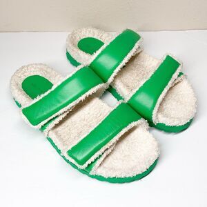 GIA BORGHINI x Pernille Teisbaek Double Strap Sponge Sandal 39 8.5 Green Leather